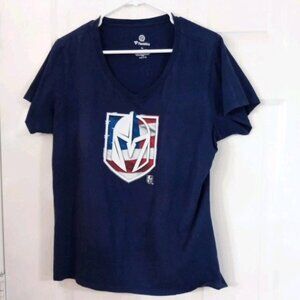 Fanatics Vegas Golden Knights V-Neck T-Shirt Women's XL Blue Short Sleeve